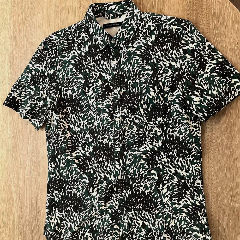 French Connection Men's Patterned Shirt Small